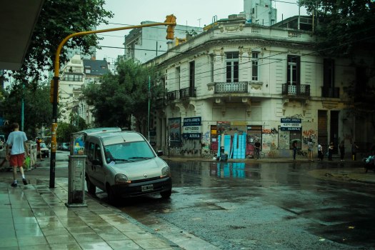 bus line in the rain