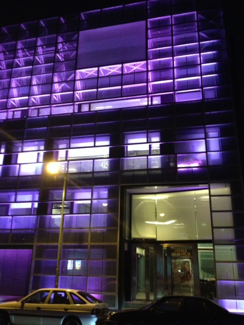 This building cycled through various colors - pretty cool