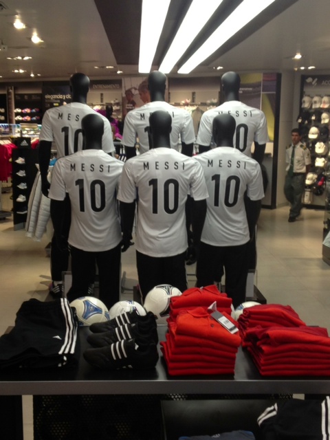Messi section at a sporting goods store in Alto Palermo Shopping Mall